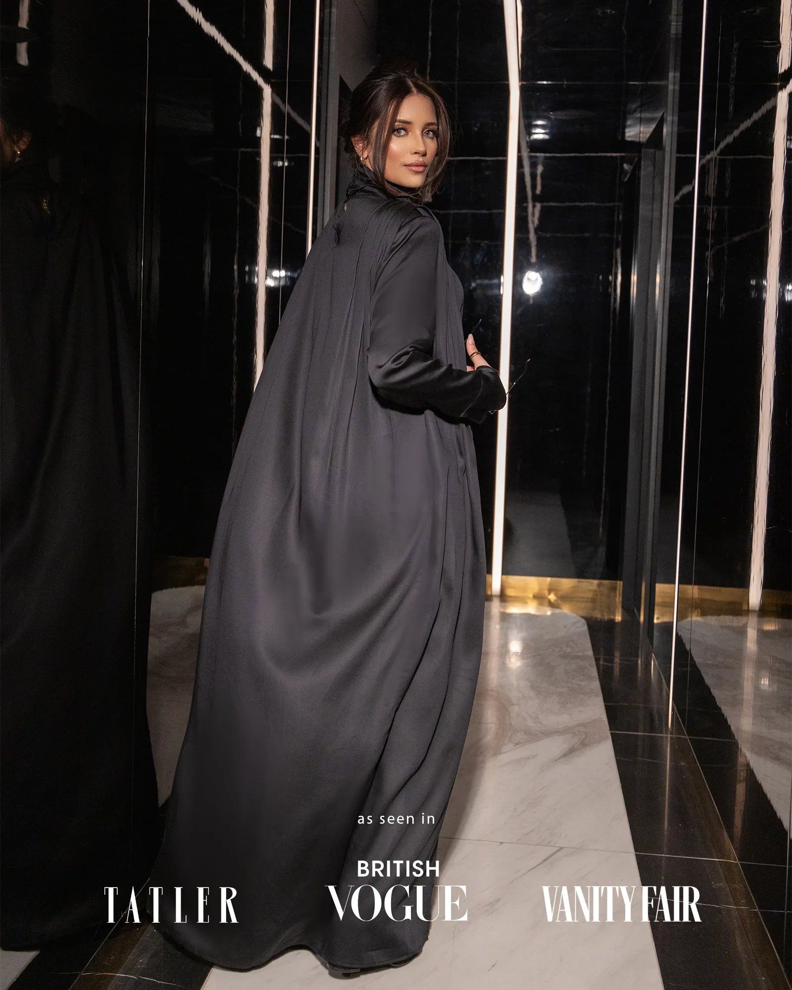 ISOBEL High-Neck Cape Dress 'Black'